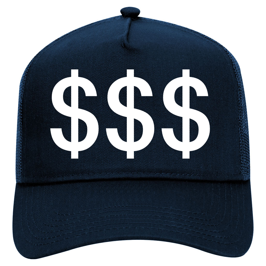 Money Signs Mens Mesh Trucker Hat Navy Blue