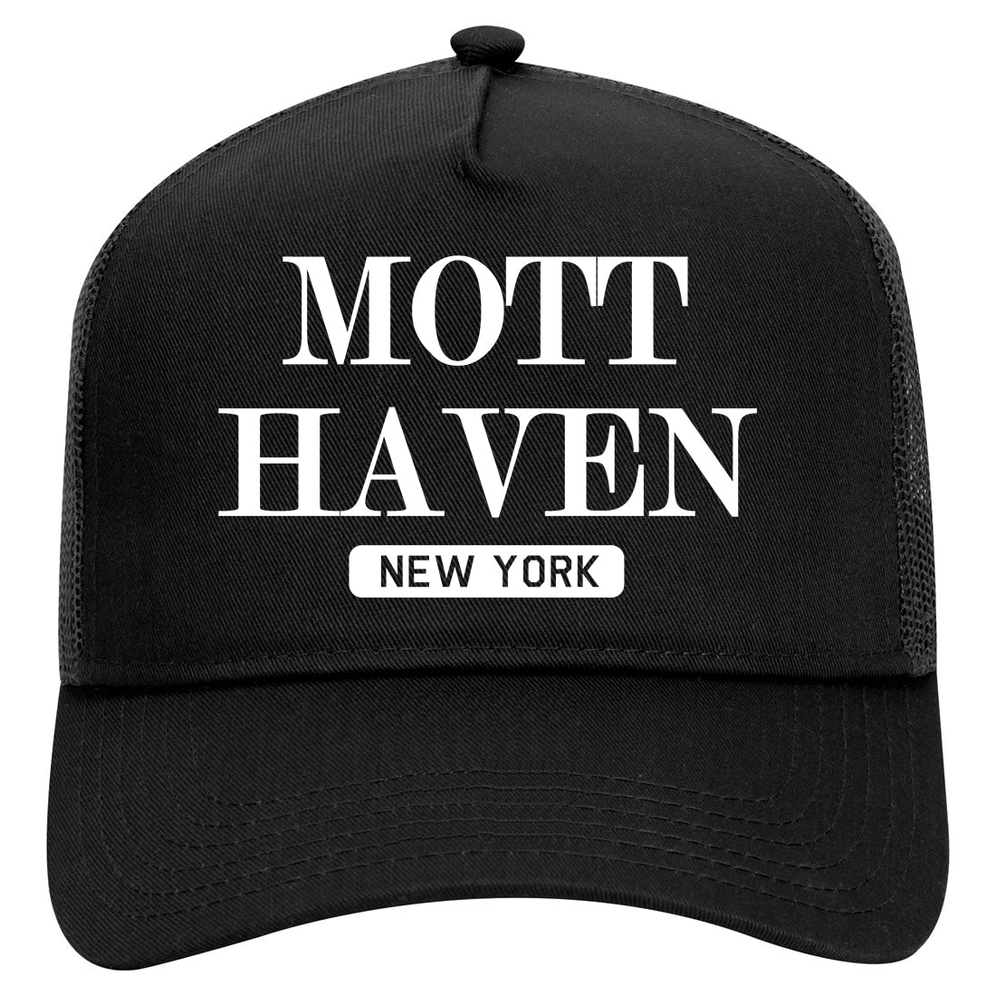 Mott Haven New York Mens Mesh Trucker Hat Black