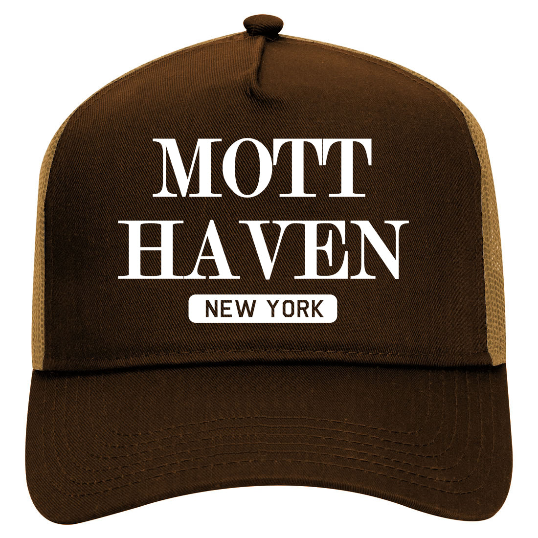 Mott Haven New York Mens Mesh Trucker Hat Brown