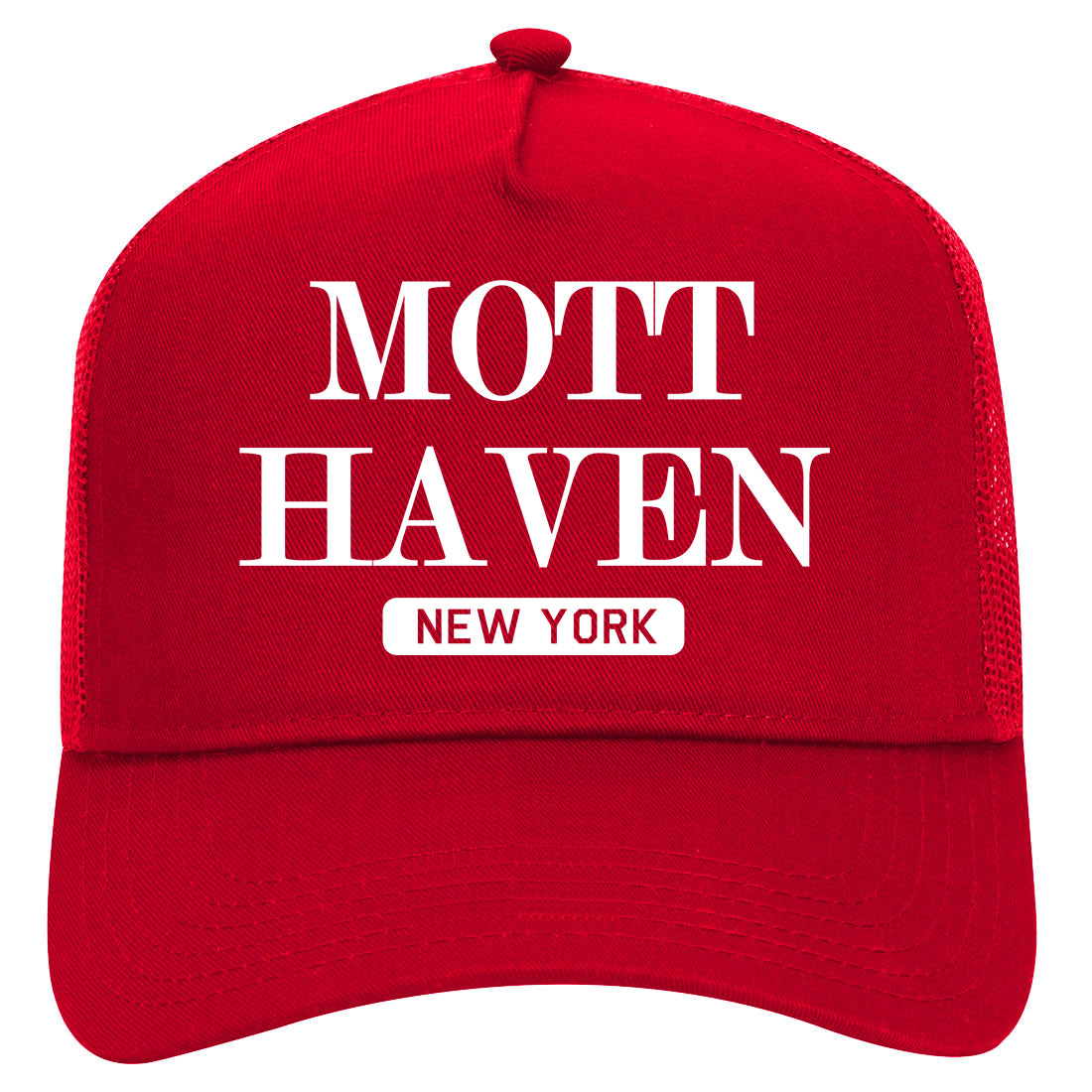 Mott Haven New York Mens Mesh Trucker Hat Red
