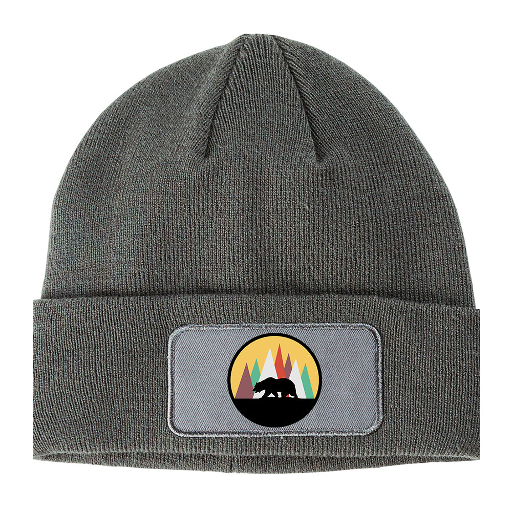 Mountain Bear Outdoor Winter Knit Adult Beanie Hat Grey