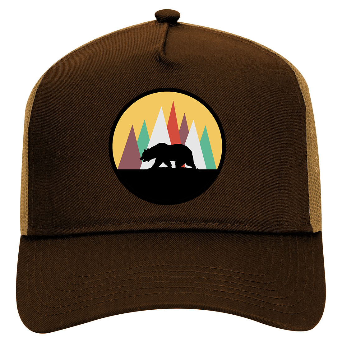 Mountain Bear Outdoor Mens Mesh Trucker Hat Brown