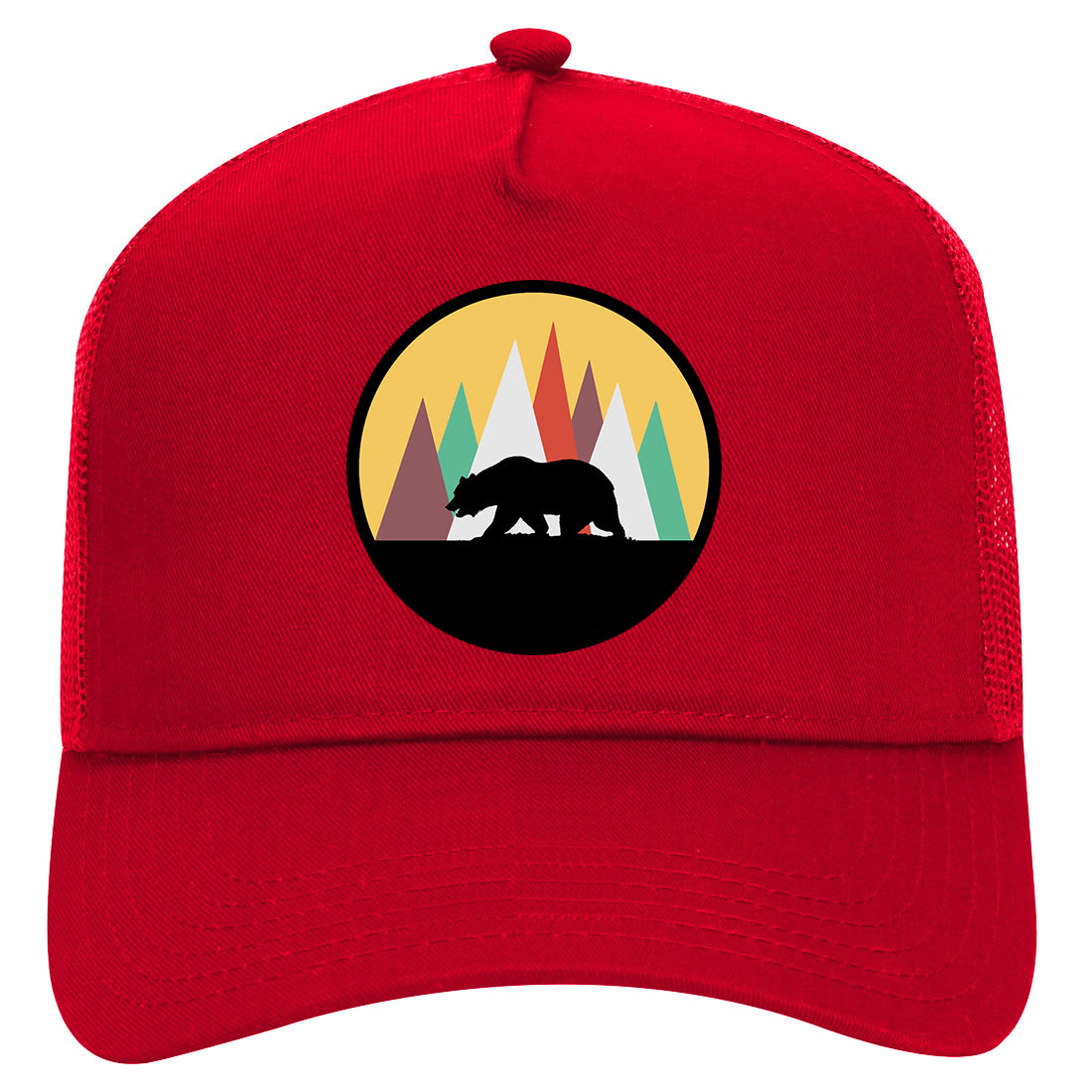 Mountain Bear Outdoor Mens Mesh Trucker Hat Red
