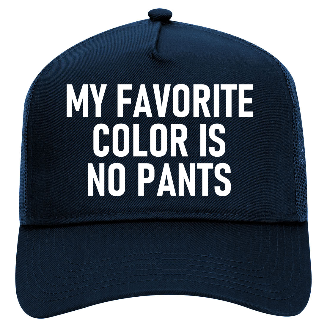 My Favorite Color Is No Pants Mens Mesh Trucker Hat Navy Blue