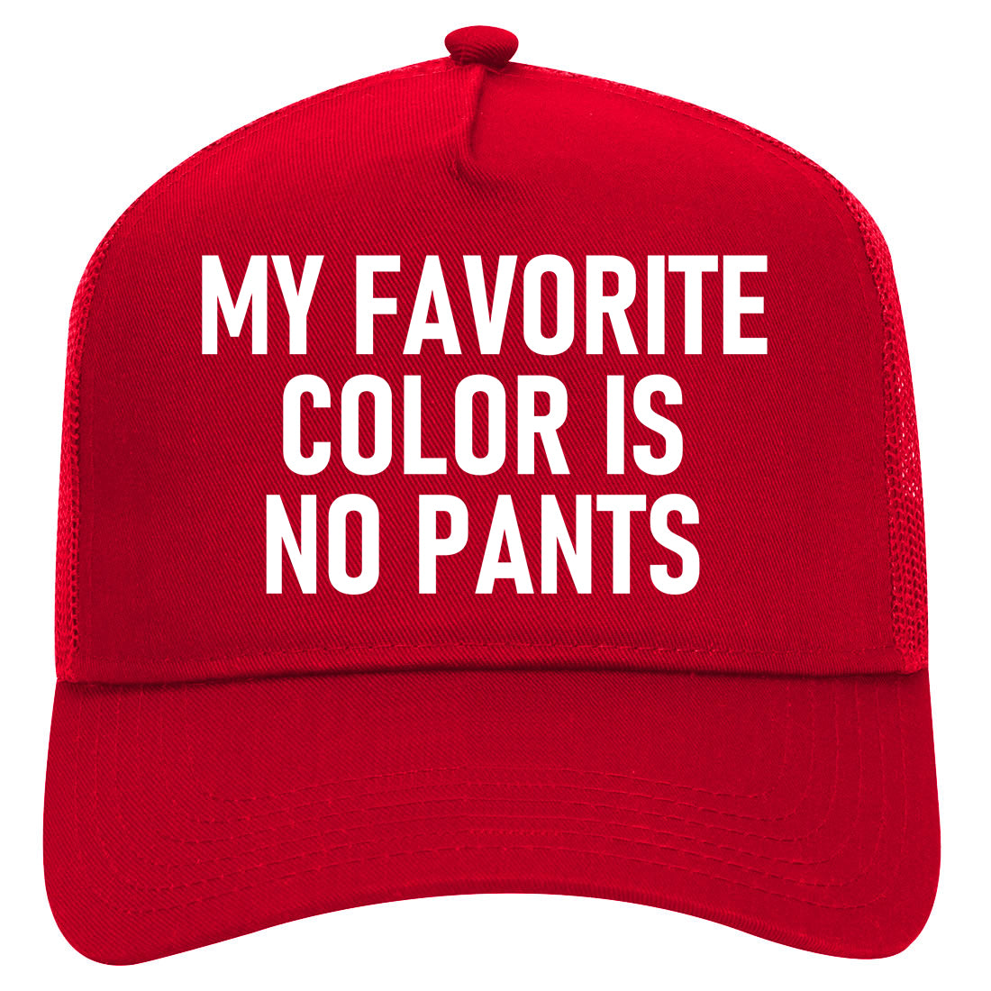 My Favorite Color Is No Pants Mens Mesh Trucker Hat Red