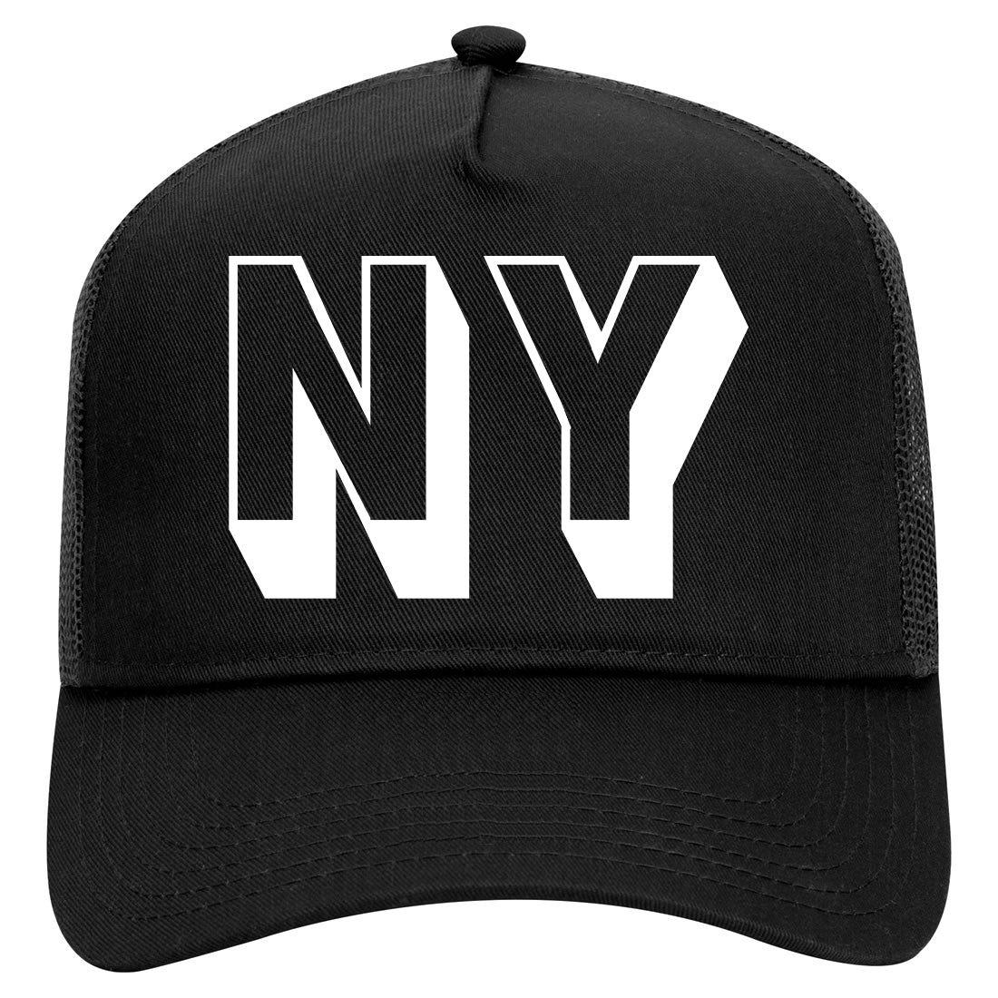 NY Block Letter Hat Mens Mesh Trucker Hat Black