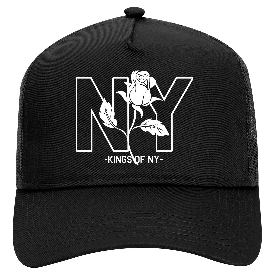 NY Rising Rose Mens Mesh Trucker Hat Black