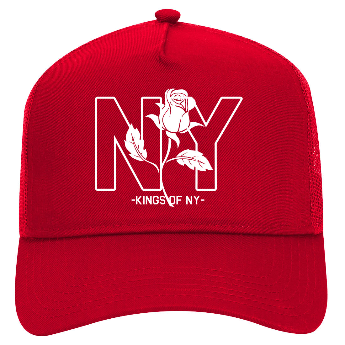 NY Rising Rose Mens Mesh Trucker Hat Red