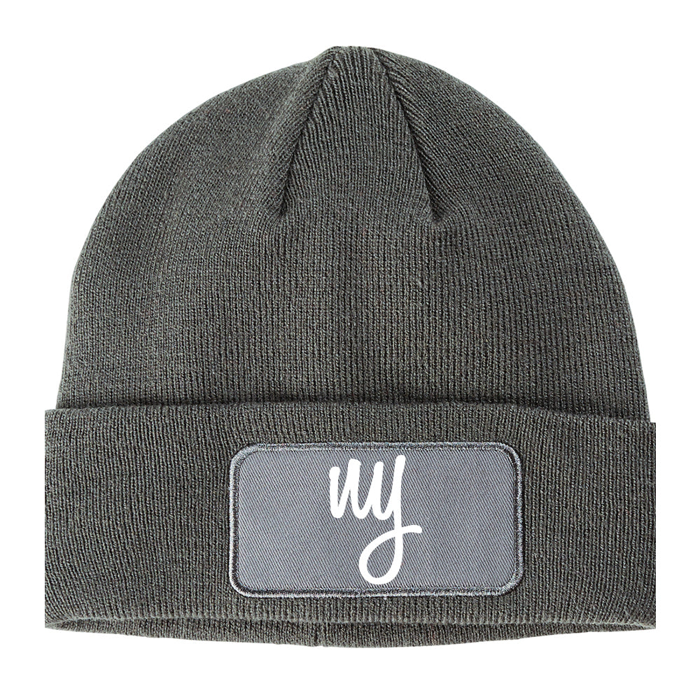 NY Script New York Winter Knit Adult Beanie Hat Grey