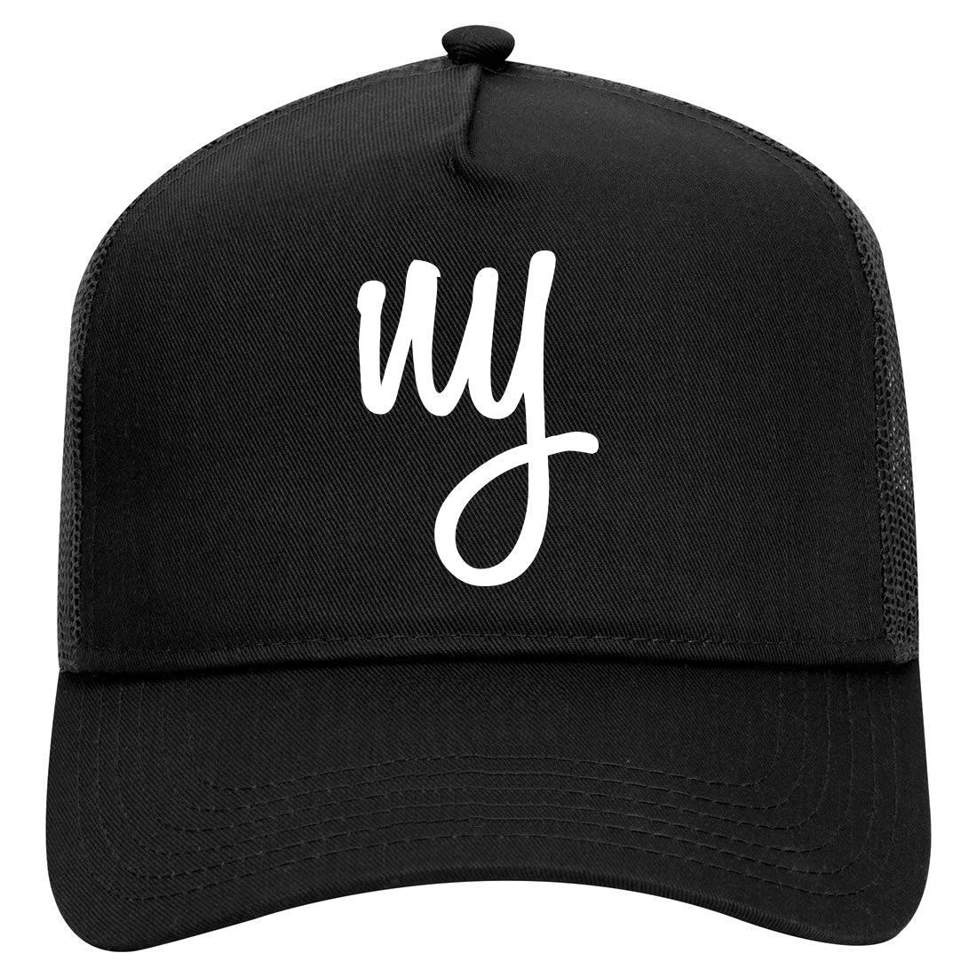 NY Script New York Mens Mesh Trucker Hat Black