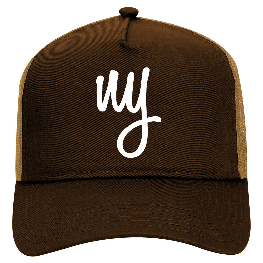 NY Script New York Mens Mesh Trucker Hat Brown