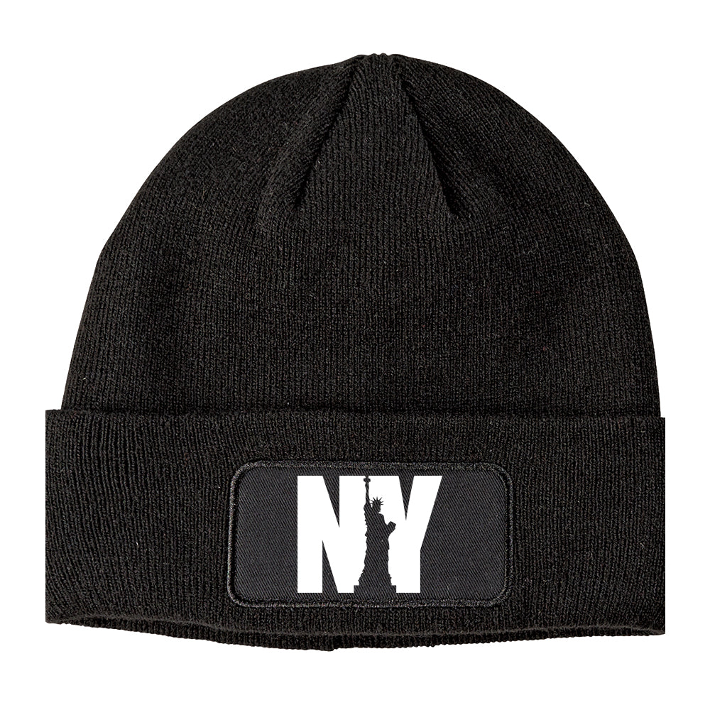NY Statue Of Liberty Winter Knit Adult Beanie Hat Black