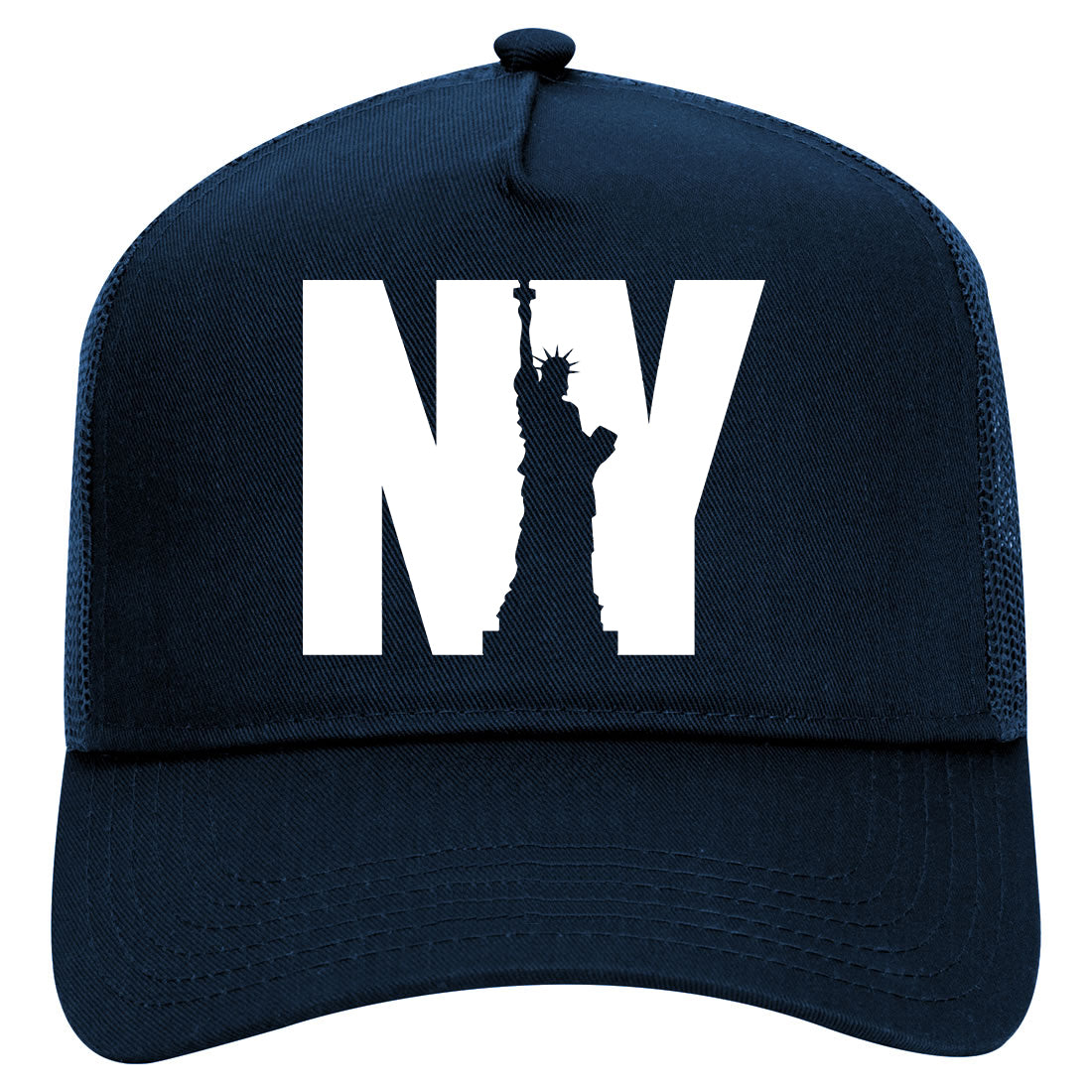 NY Statue Of Liberty Mens Mesh Trucker Hat Navy Blue