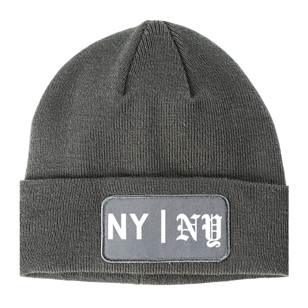 NY vs NY Winter Knit Adult Beanie Hat Grey