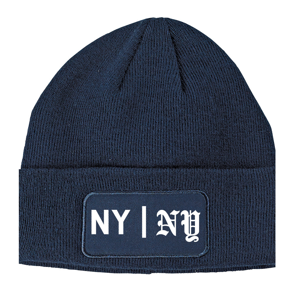 NY vs NY Winter Knit Adult Beanie Hat Navy Blue