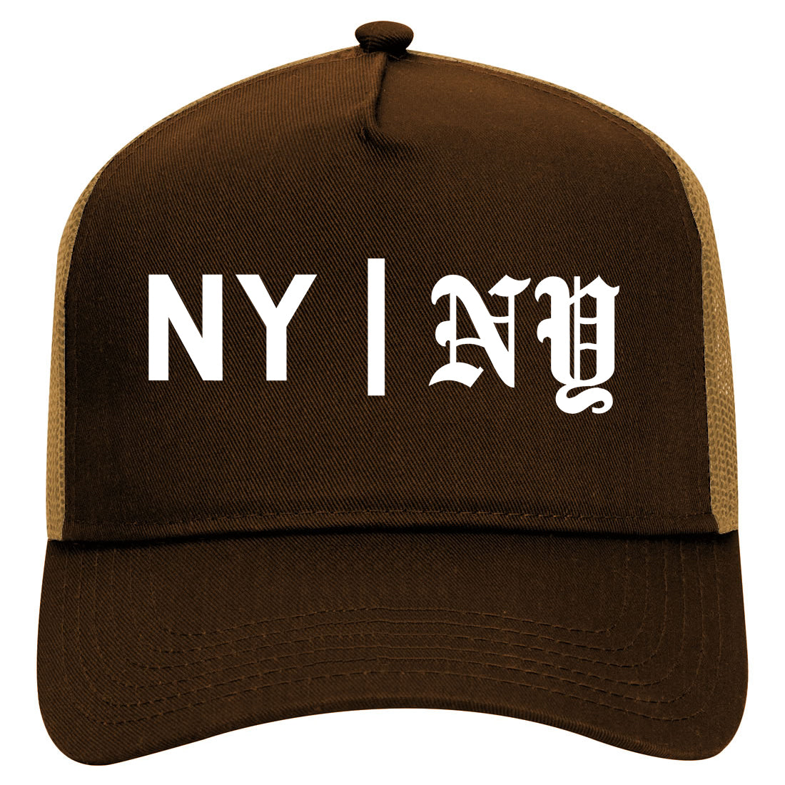 NY vs NY Mens Mesh Trucker Hat Brown
