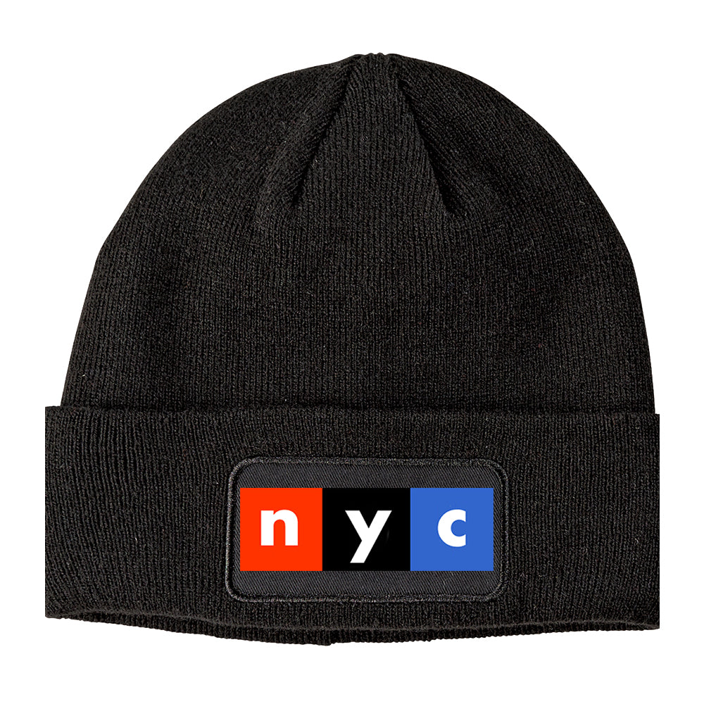 NYC New York City Box Logo Winter Knit Adult Beanie Hat Black