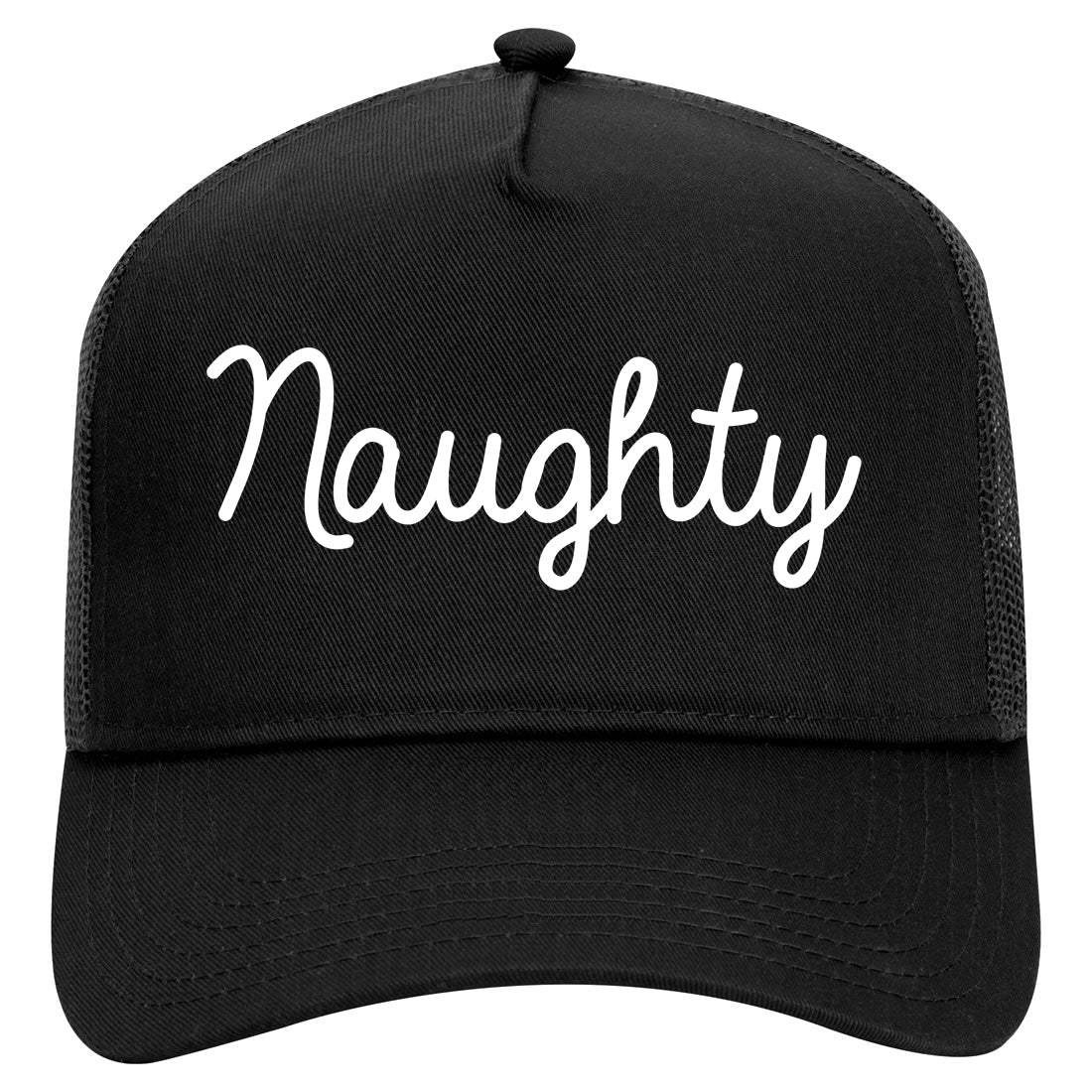 Naughty Script Bad Mens Mesh Trucker Hat Black