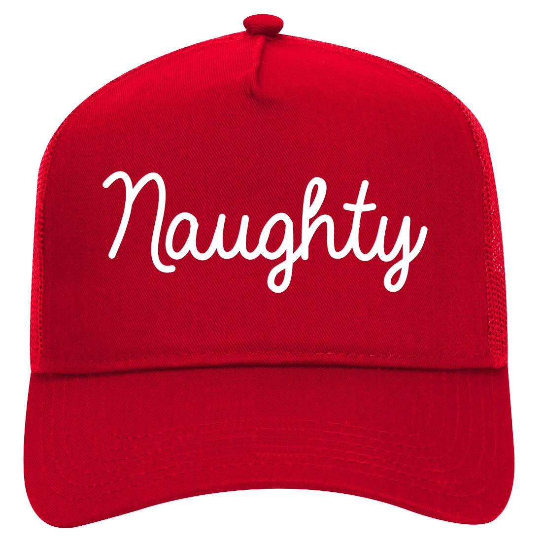 Naughty Script Bad Mens Mesh Trucker Hat Red