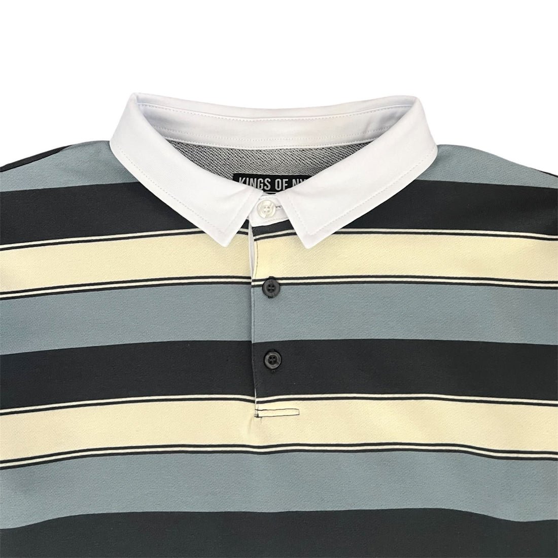 Navy Blue And Light Blue Vintage Striped Men's Long Sleeve Rugby Shirt Brand Label