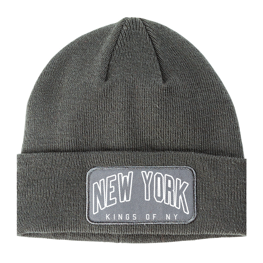 New York Blue And Orange Winter Knit Adult Beanie Hat Grey