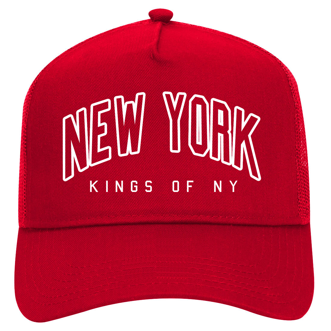 New York Blue And Orange Mens Mesh Trucker Hat Red