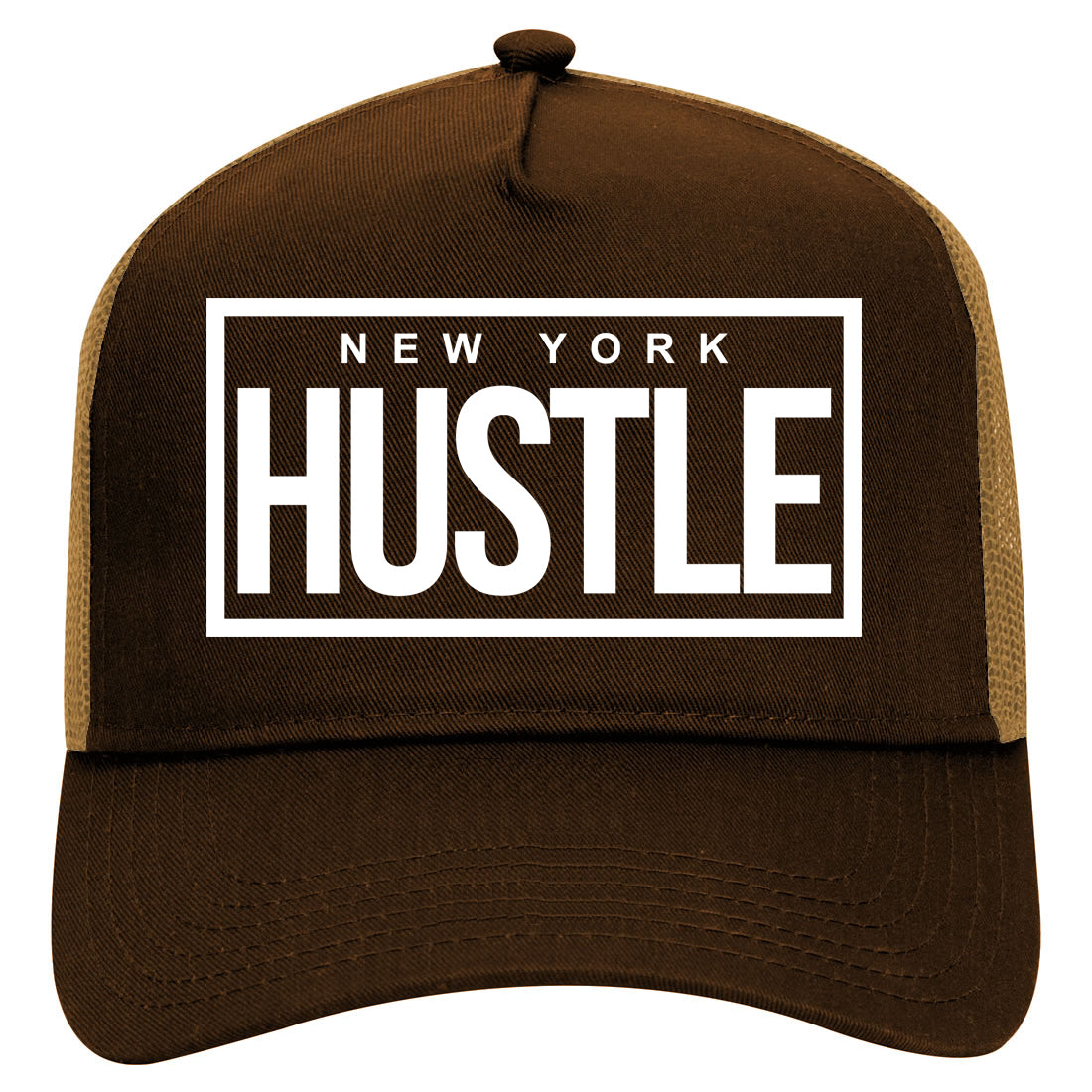 New York Hustle Mens Mesh Trucker Hat Brown