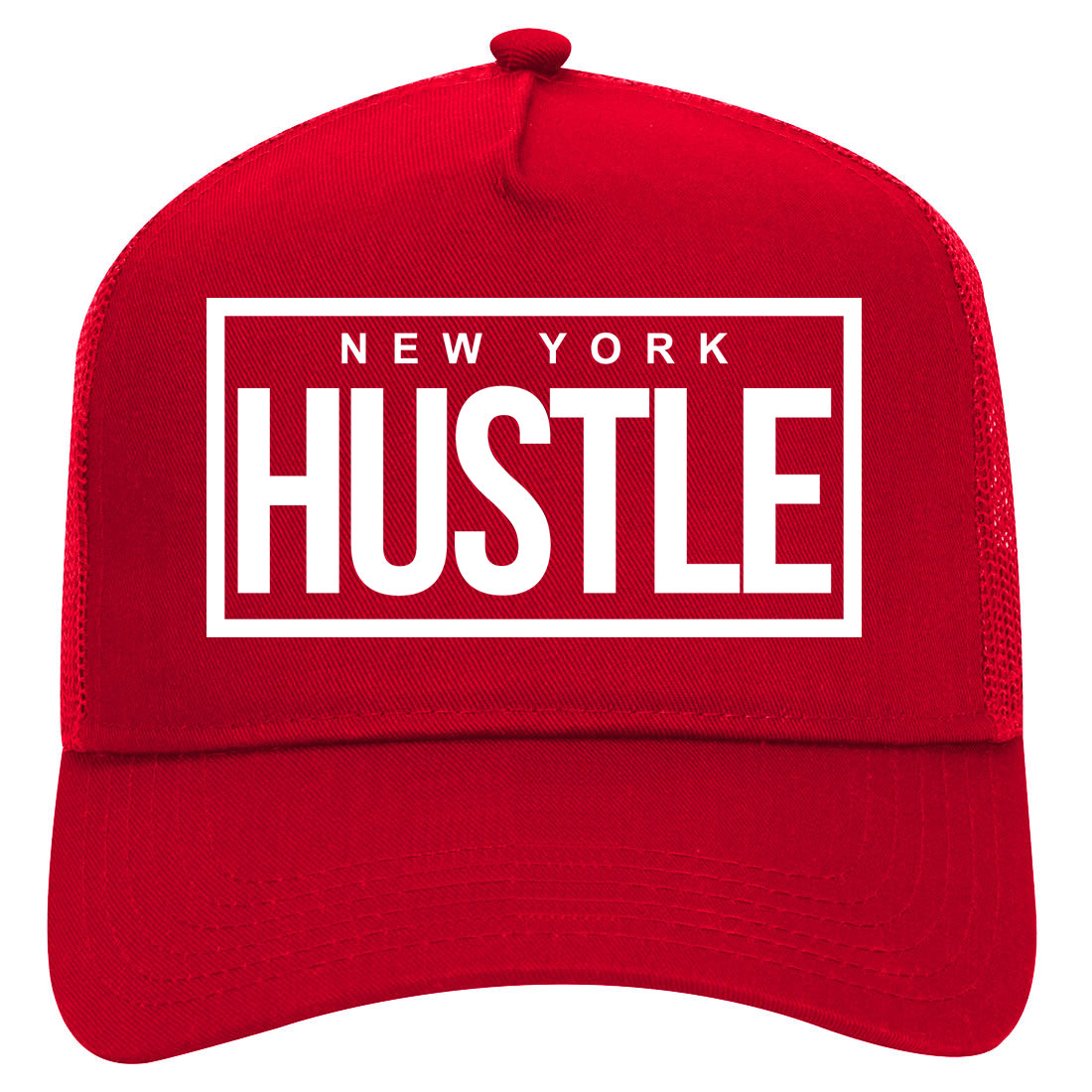 New York Hustle Mens Mesh Trucker Hat Red