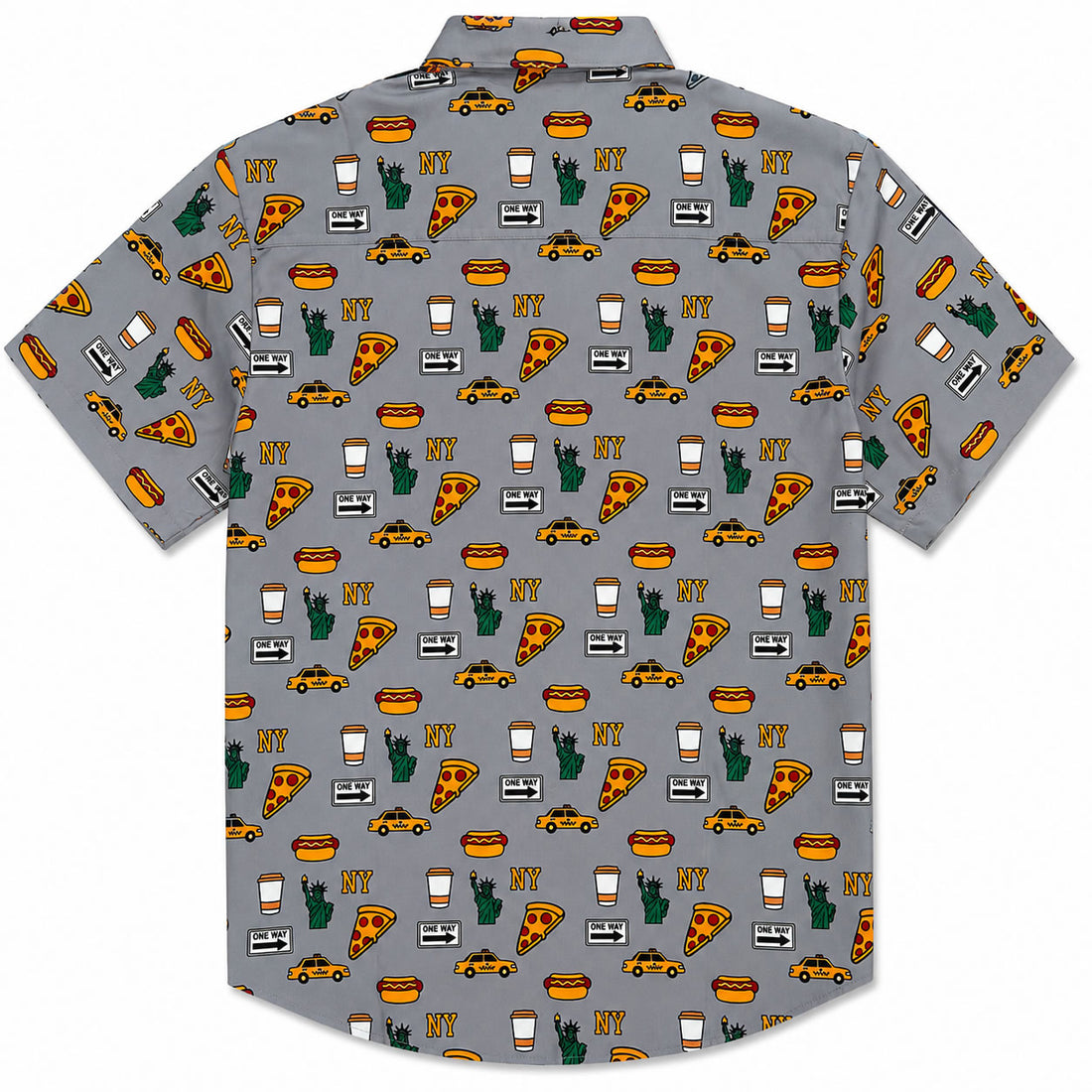 Grey New York Icons Men's Short Sleeve Button Down Shirt Back