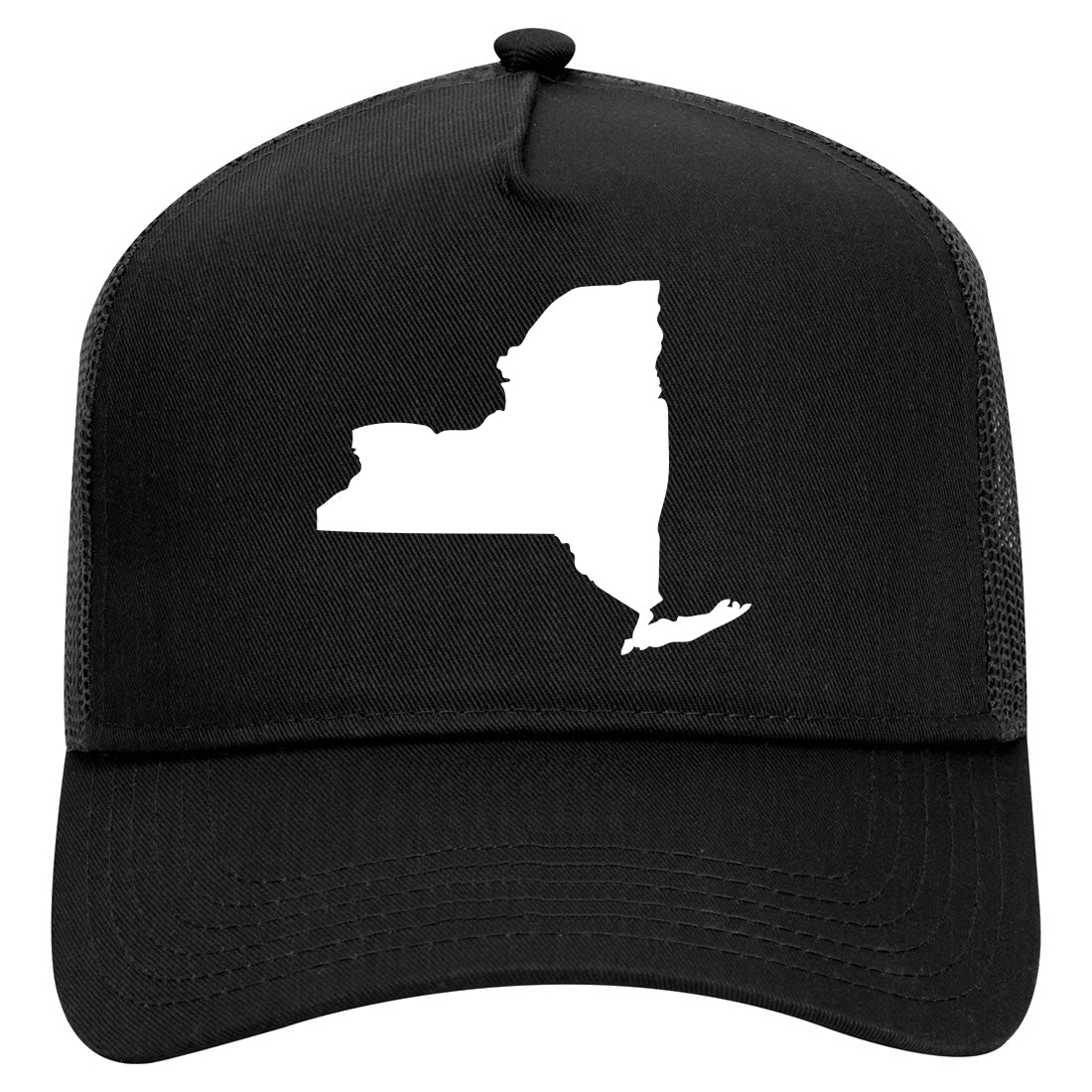 New York State Outline Mens Mesh Trucker Hat Black