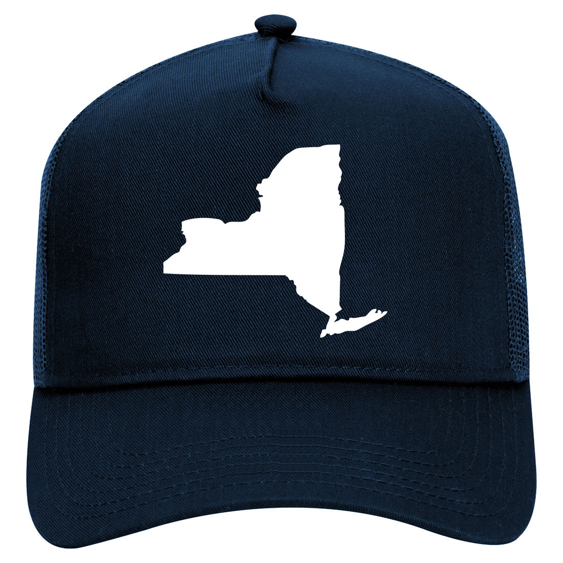 New York State Outline Mens Mesh Trucker Hat Navy Blue