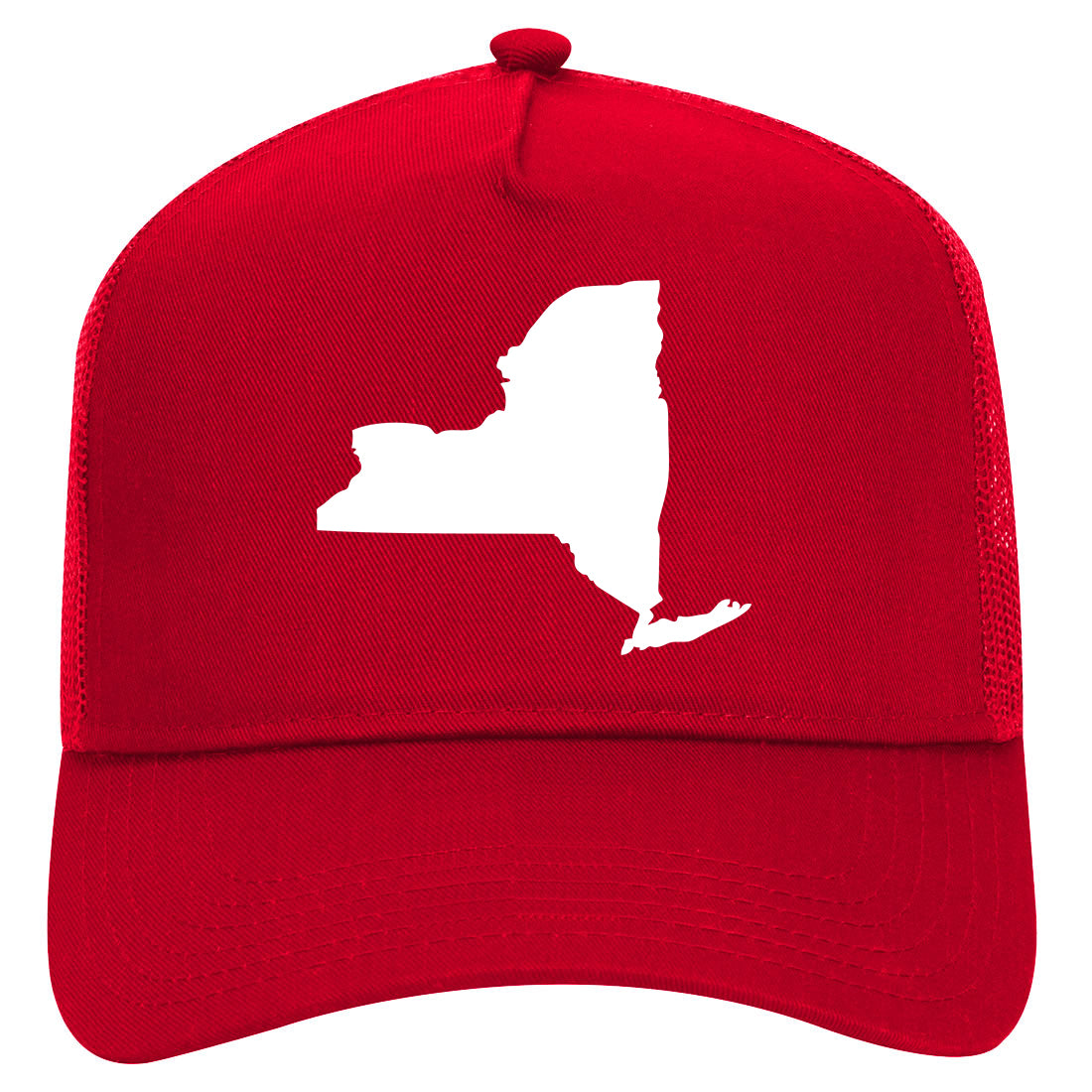 New York State Outline Mens Mesh Trucker Hat Red