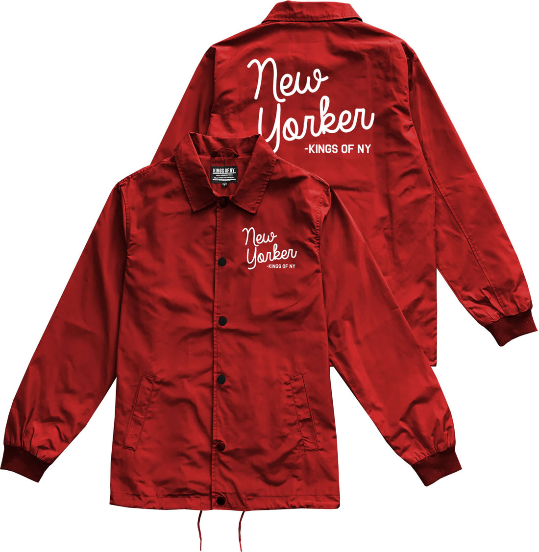 New Yorker Script Mens Coaches Jacket Red