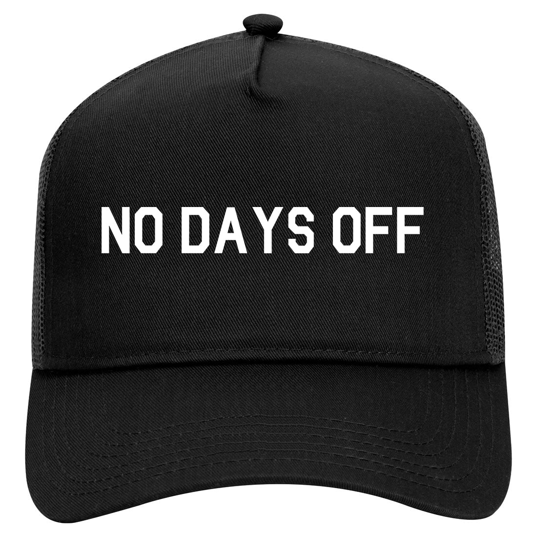 No Days Off Mens Mesh Trucker Hat Black
