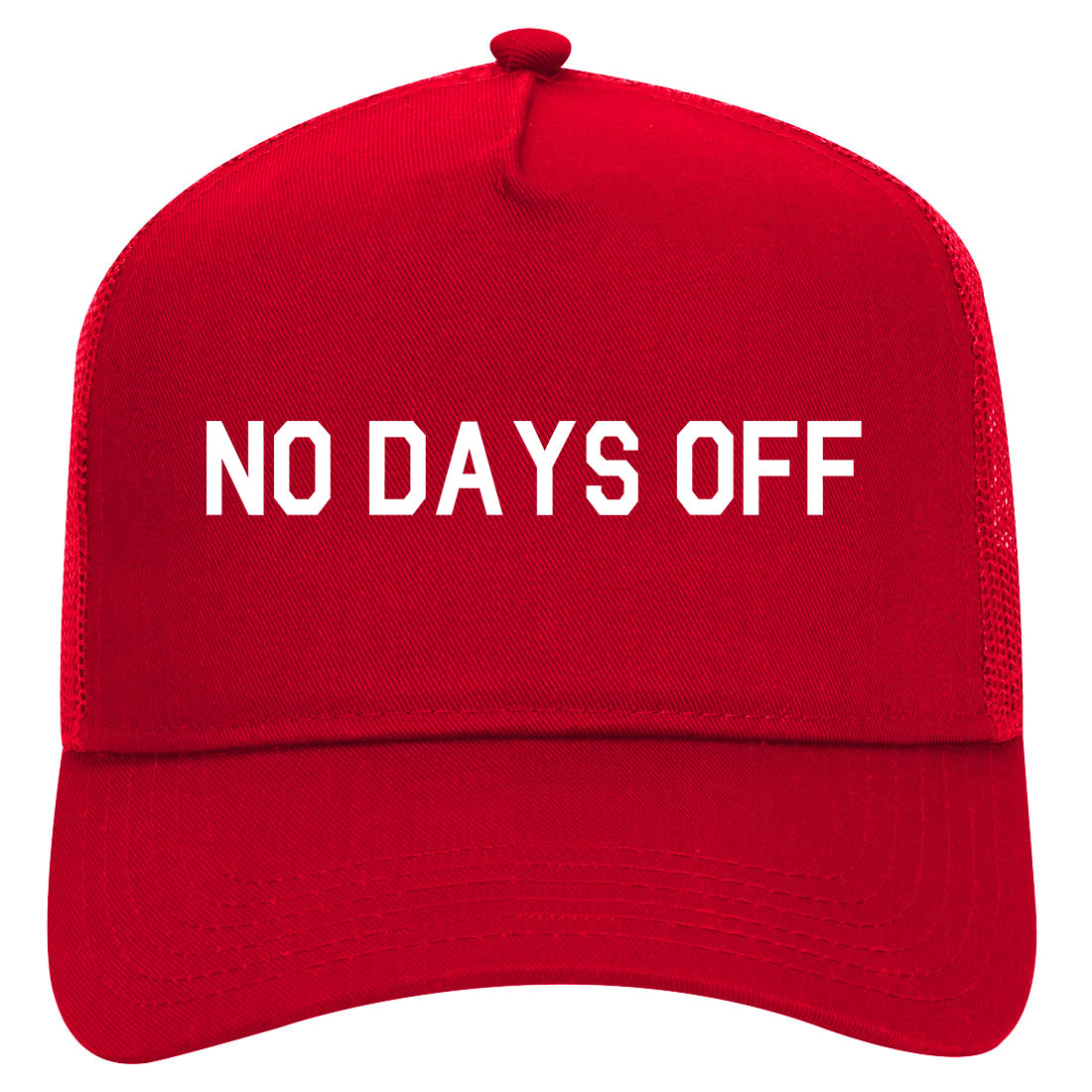 No Days Off Mens Mesh Trucker Hat Red