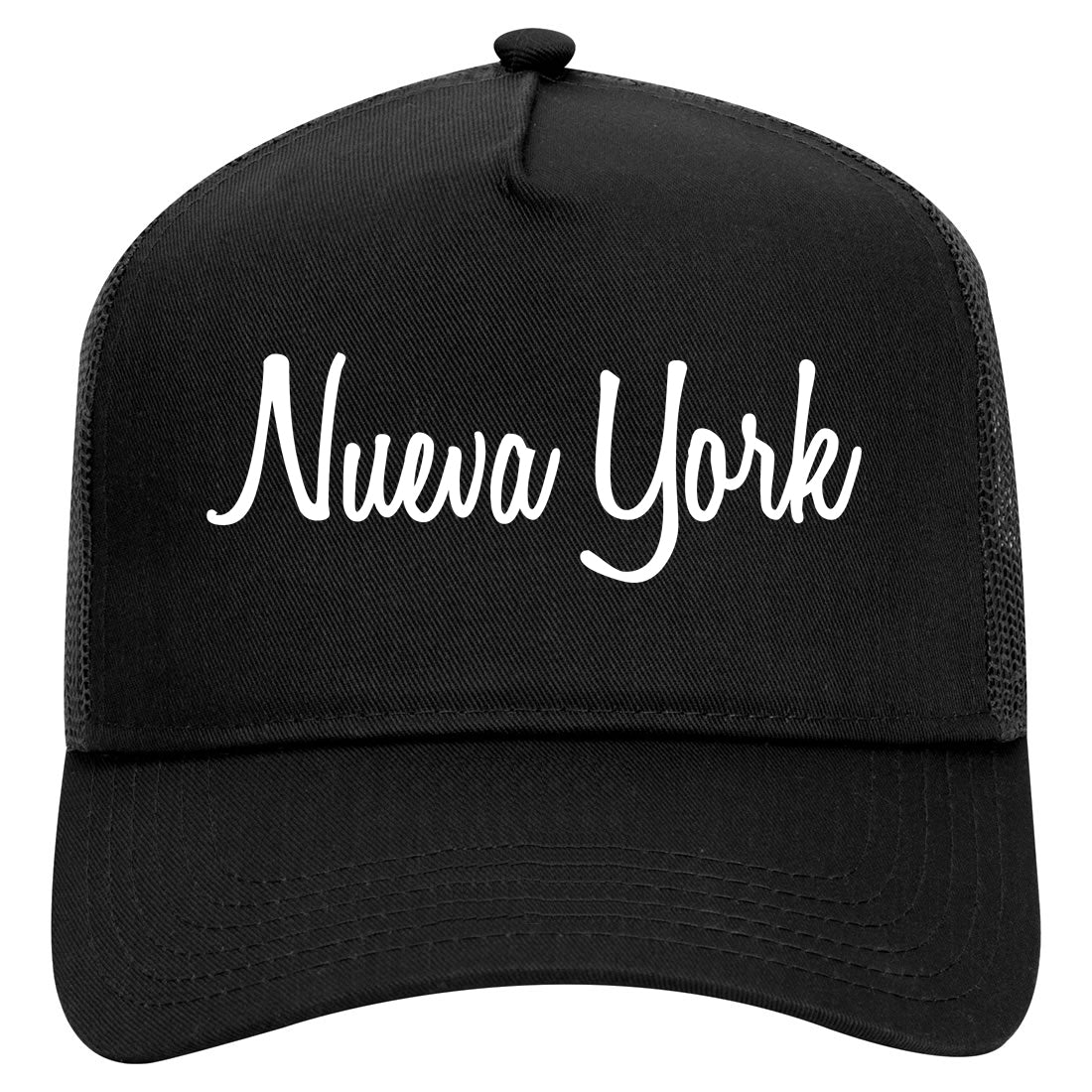 Nueva York Script New York NYC Mens Mesh Trucker Hat Black