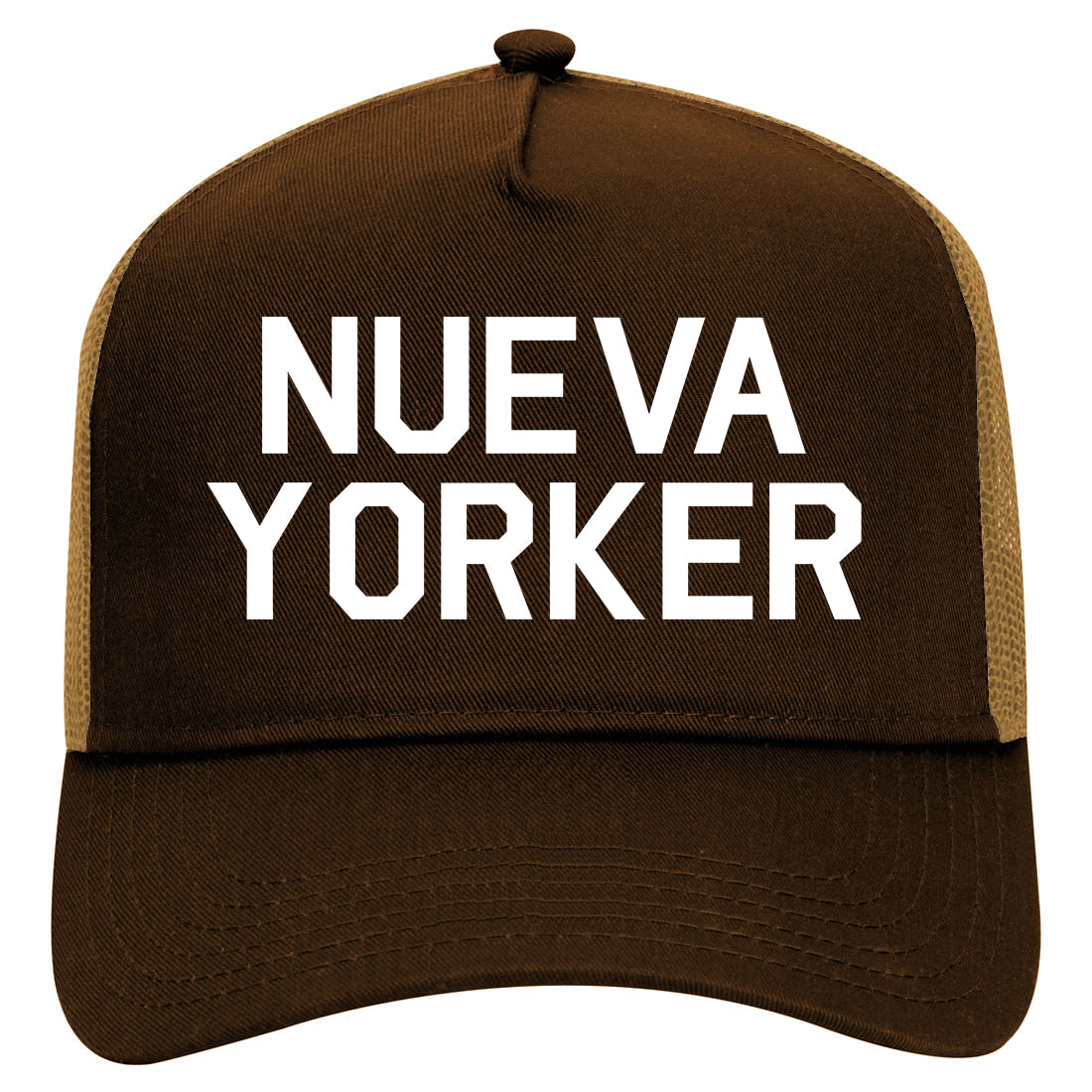Nueva Yorker New York Spanish Mens Mesh Trucker Hat Brown