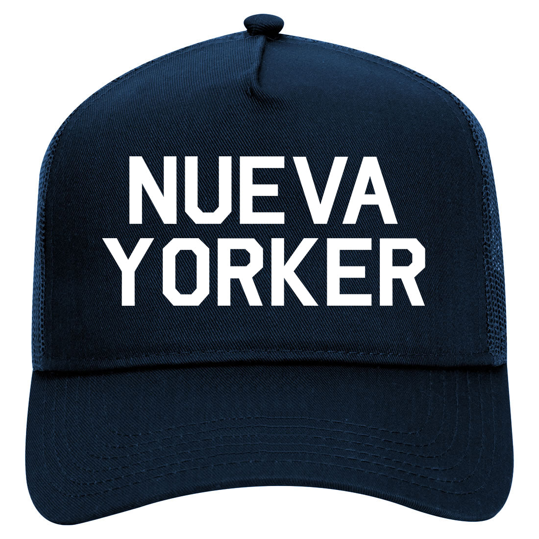 Nueva Yorker New York Spanish Mens Mesh Trucker Hat Navy Blue