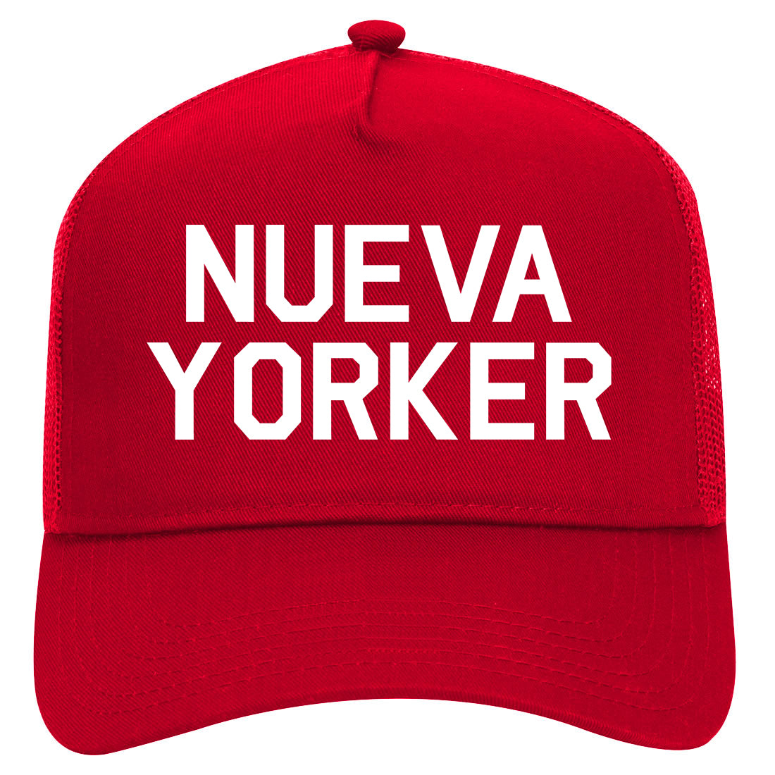 Nueva Yorker New York Spanish Mens Mesh Trucker Hat Red