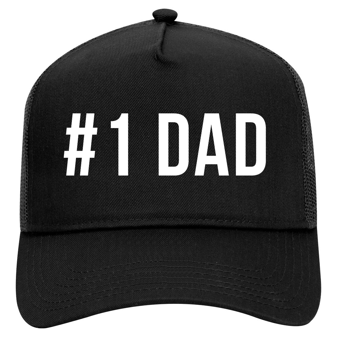 Number One 1 Dad Mens Mesh Trucker Hat Black