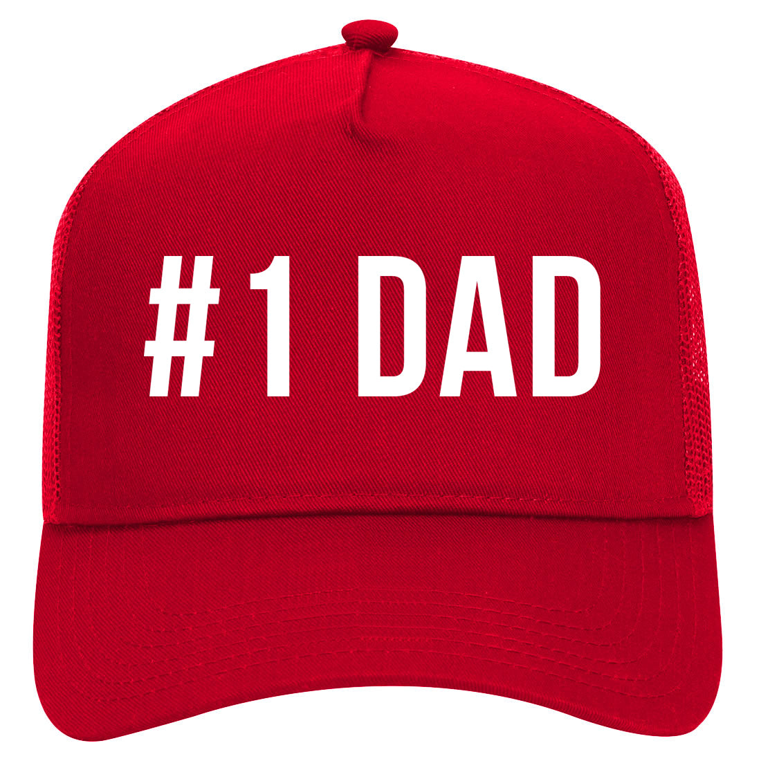 Number One 1 Dad Mens Mesh Trucker Hat Red
