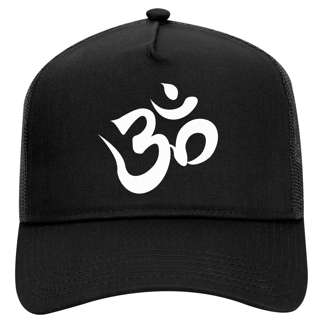 Om Ohm Symbol Mens Mesh Trucker Hat Black