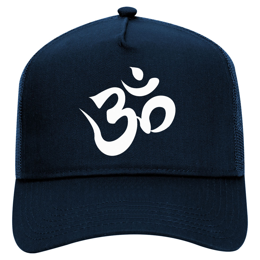 Om Ohm Symbol Mens Mesh Trucker Hat Navy Blue