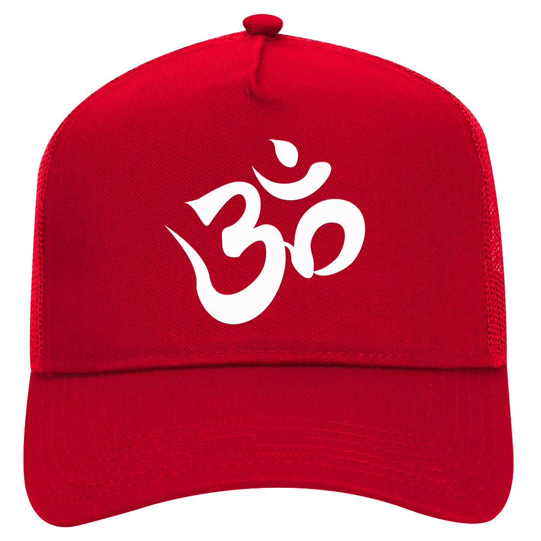 Om Ohm Symbol Mens Mesh Trucker Hat Red