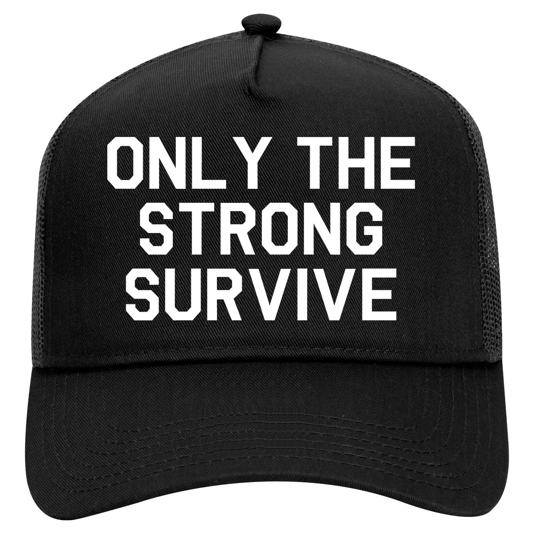 Only The Strong Survive Mens Mesh Trucker Hat Black