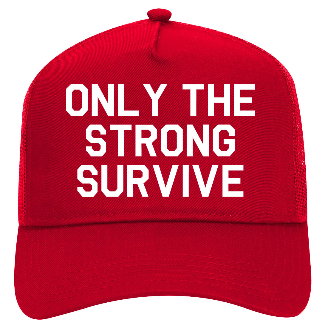 Only The Strong Survive Mens Mesh Trucker Hat Red