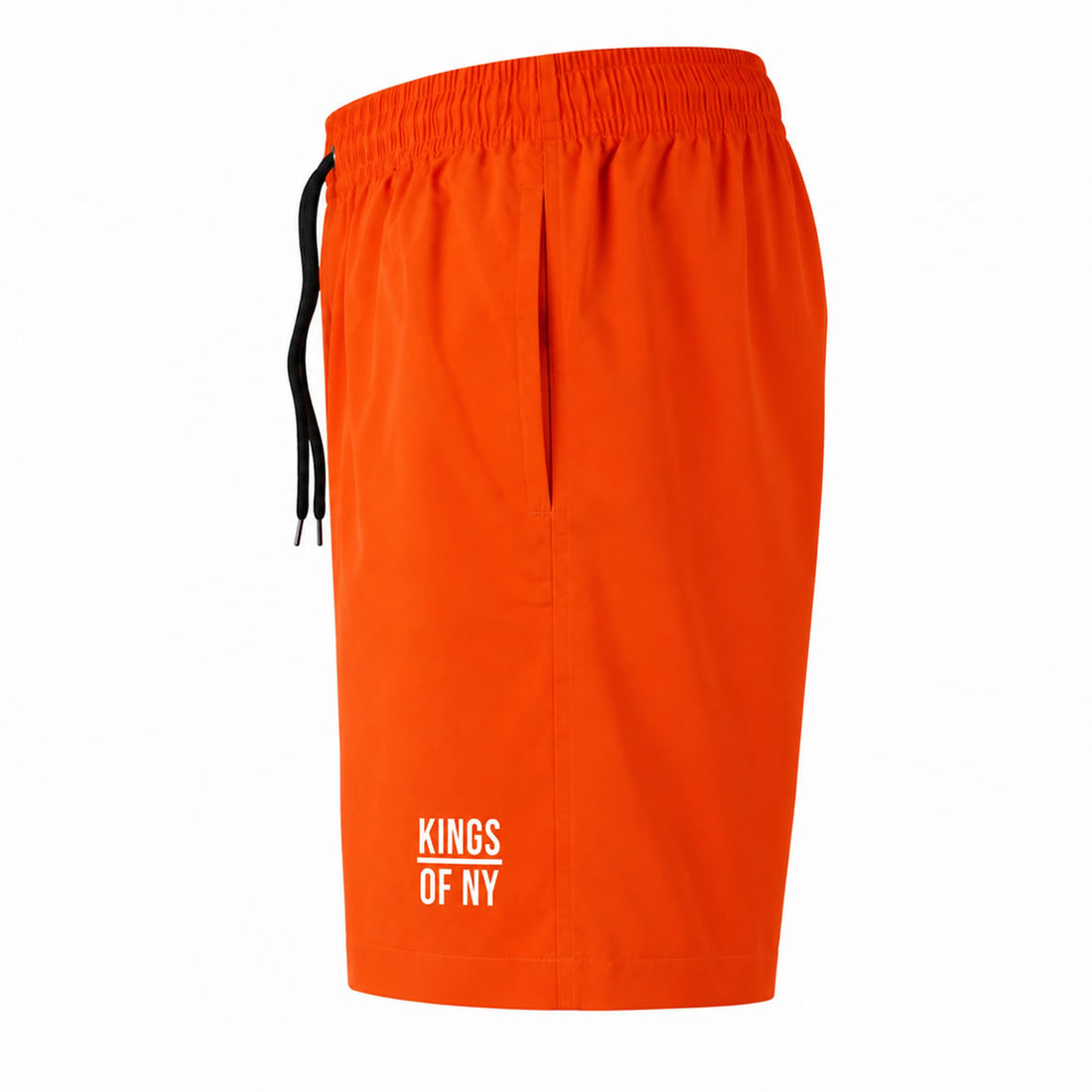 Bright Orange Men's Casual Woven Drawstring Shorts Side View