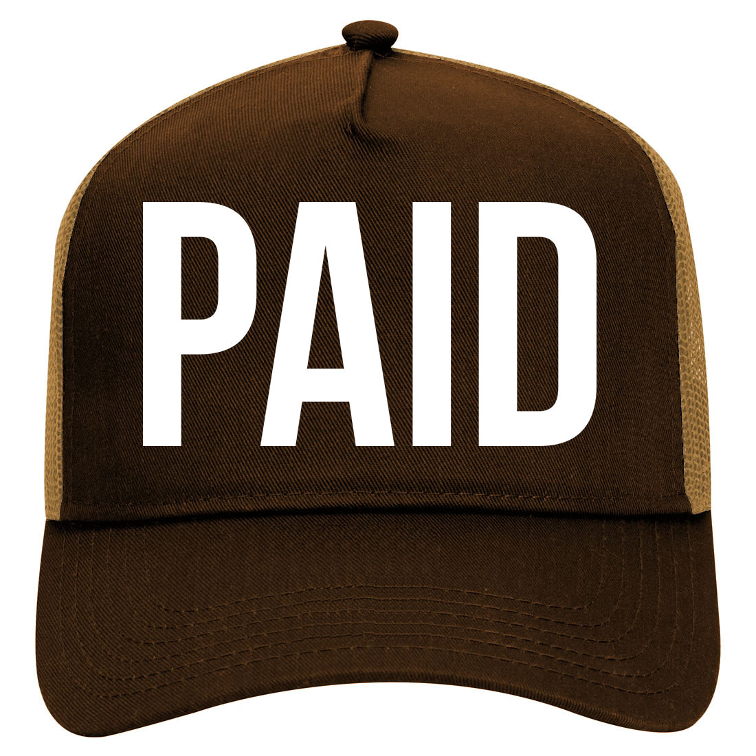 PAID Mens Mesh Trucker Hat Brown