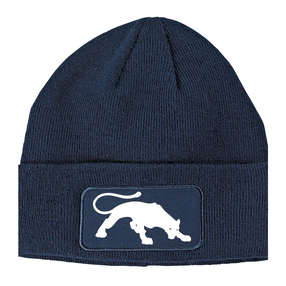 Panther Winter Knit Adult Beanie Hat Navy Blue