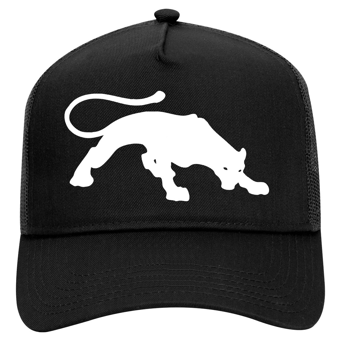 Panther Mens Mesh Trucker Hat Black